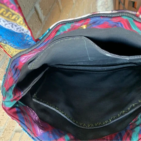 A Katie Bag by Katie Loper Fabric Patch Work Purse with Contrasting  Stitch - Picture 16 of 16